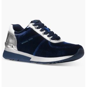 Michael Kors Allie Trainer Lace Up Fashion Sneakers Velvet Admiral Navy